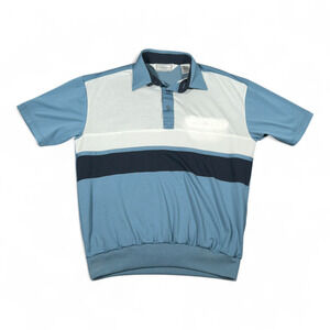 Vintage Classics by Palmland Polo Shirt Adult MEDIUM Blue Colorblock Banded 90s